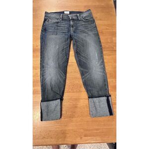 Hudson Women's Low Rise Skinny 5" Cuff Muse Crop Jeans Blue Medium Wash Size 28